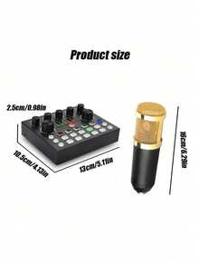 Equipo para podcast BM800, incluye interfaz de audio V8s y micrófono de condensador cardioide, adecuado para portátil, vlog, transmisión en vivo y estudio de grabación - Negro y dorado - Ver 5