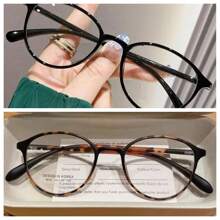 1 件女士浅绿色轻质眼镜框，时尚经典百搭休闲无度数眼镜，适合小脸和圆脸