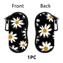 1pc Retro Flowers Printing Eyewear Cases Cover Sunglasses Case Sunflower Chrysanthemum Glasses Box With Zipper Portable Eyeglass Cases