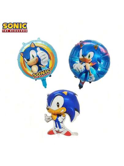 Sega Conjunto de balões Sonic The Hedgehog com 3 unidades por pacote, oficialmente licenciado, guirlanda de balões de desenho animado, decoração para festa de aniversário, presentes