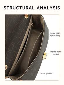 Minions Women Letter Print Shoulder Bag Leather Hobo Bag for Women with Cute  Bag Charm Flap Square Handbag Purse Ladies Vintage Casual Clutch Purse for Daily Use Wallet Bag - 黑棕 - 查看 9