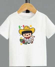 Camiseta para niño de 4 a 15 años de cuello redondo y manga corta con diseño de RAIZ MEXA casual y creativa para niño - Blanco - Ver 1