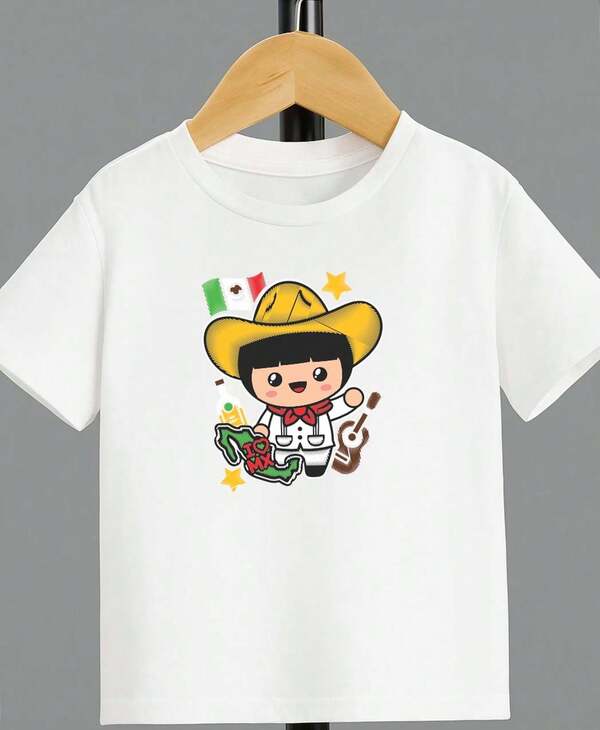Camiseta para niño de 4 a 15 años de cuello redondo y manga corta con diseño de RAIZ MEXA casual y creativa para niño