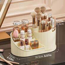 Organisateur de maquillage rotatif à 360° anti-poussière: Carrousel de rangement cosmétique multifonctionnel pour rouge à lèvres, pinceaux pour ombres à paupières et outils de maquillage | Support rotatif de table de toilette, boîte de rangement de beauté grande capacité avec conception anti-poussière, pour vacances à la plage, collection de salle de bain, collection de chambre, grande capacité