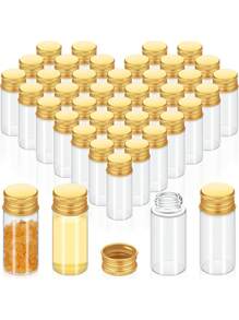 10PCS/5PCS/2PCS Small Transparent Bottles With LIDS, Mini Spice Cans With Spiral Aluminum LIDS, Mini Glass Bottles With Spiral Aluminum LIDS, Powder Cream, Cosmetics, Jewelry, Wedding Cans, Sample Containers (10ml, Silver LIDS), Reusable, Travel Accessories