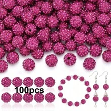 50/100pcs 10mm Handmade Ice Series Crystal Clay Beads - Baseball Sparkle Shamballa Disco Ball Design, Light Blue Fancy Sparkle, For DIY Jewelry Making, Necklace, Christmas Decoration, Crystal Beads, Necklace Bead Accessories, Shiny Bead Design, Handmade Beads