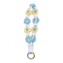 1pc Daisy Flower Cute Polyester Fiber DIY Handmade Wrist Keychain Keyring Phone Lanyard Bag Charm Backpack For School Letter