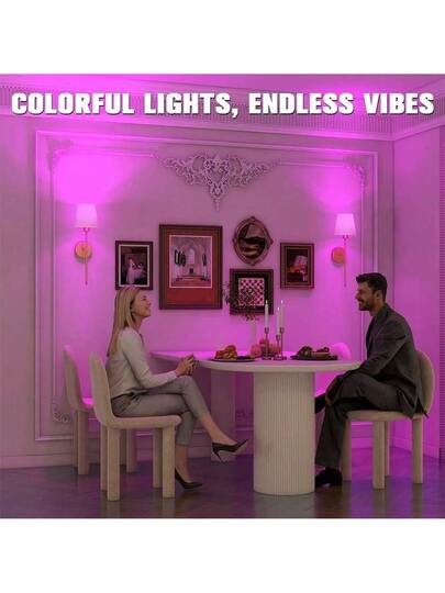 Battery Operated Wand Sconces Fabric Shade, Rechargeable LED Lights Set Of 2, Dimmable Wireless Lamp Temperature, 12 RGB Remote Bedroom Living Room Hallway view 6