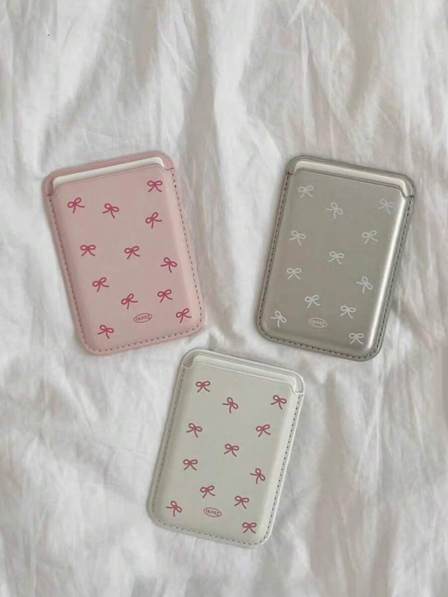 韩国独立少女蝴蝶结皮革磁吸无线充电 Magsafe 卡包手机壳适用于 16 Pro Max/15 Pro、Apple 14/13/12/11