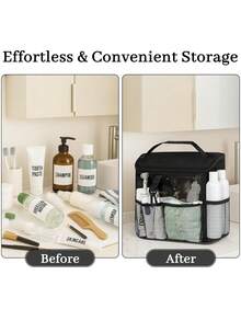 1个便携式旅行洗漱收纳包，大容量隔层洗漱包，沙滩洗漱包，露营洗漱包，夏季旅行必备，学校用品，宿舍用品，返校用品，防水化妆包，邮轮浴室必备，男女通用 - 彩色 - 查看 6