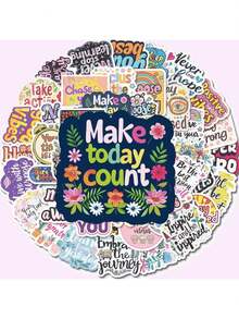 100张励志贴纸 - 趣味励志贴纸，适合儿童、青少年和成人，可用于水瓶、笔记本电脑、平板电脑、杯子、剪贴簿、日记本、行李箱、滑板等。 - 彩色 - 查看 1