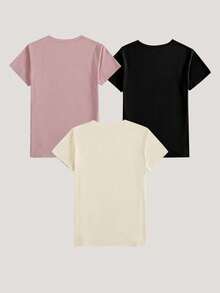 Set 3 Camisetas Manga Corta Cuello Redondo Estampado Corazón Latido Blessd Perrito  Mujer - Multicolor - Ver 2