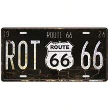 1pc Vintage American License Plate, Route 66 Wall Tinplate, Funny Street Metal Tin Sign, Route 66 Sign, Man Cave Car Plaque, Funny License Plate For Men/Women Car, Home Garage Bar Cafe Shop Art Wall Decor, Perfect Gift For License Plate Collector, Water-Proof 12x6inch