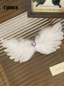 2件套法式白色天鹅羽毛珍珠头饰，适合芭蕾舞、新娘羽毛发饰、情人节配饰