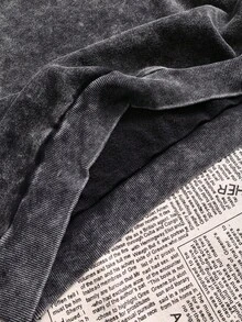 Es Trus Cotton 秋冬女装趣味印花嘻哈“雏菊、脸、花朵和字母”图案街头风，韩版舒适复古基础款时尚通勤百搭Y2K女装，适合户外休闲，常规小众朋克风黑色修身水洗连帽卫衣 - 黑色 - 查看 8