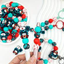 25pcs Silicone Beads, Pink 3D Nurse Cup Shaped Silicone Beads, Floral & Medical Element Print Round Beads, Suitable For Jewelry Making, Decoration, Earrings, Necklaces, Bags, Pens, Phone Chains, Makeup Brushes, Keychains And Other DIY Projects