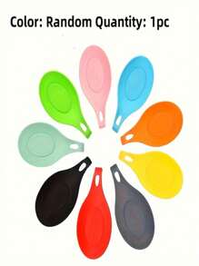 1pc Heat Resistant Silicone Spoon Rest - Multipurpose Kitchen Mat For Spoons & Forks, Random Color, Spoon Holder | Vibrant Kitchen Accessory | Easy To Clean Mat, Countertop Spoon Rest