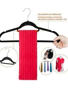 1/2/5/10件豪华黑绒防滑衣架，超薄省空间衣架-肩槽360度可旋转挂钩防滑衣服和裤子架，非常适合整理外套、衣服、西装、上衣、领带、衬衫、裙子和裤子 - 彩色 - 查看 2