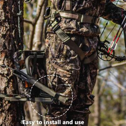 DECOHS 1/2/4 Pcs Tree Stand Bow Holder- 12 Teeth Adjustable Hunting Bow Holder- Easy Installation Treestand Bow Rest For Hunting Accessory