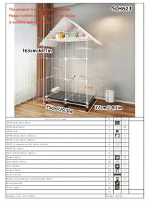 Large Bird Cage, Luxury Villa For Parrots, Mynahs, Finches, With Food Bowl And Perch, Iron Art Design