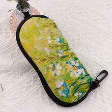 1pc Retro Flowers Printing Eyewear Cases Cover Sunglasses Case Sunflower Chrysanthemum Glasses Box With Zipper Portable Eyeglass Cases