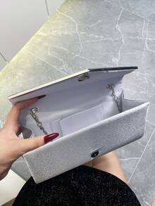 Lightweight, Business Casual Bag Design, Bag Evening Bag, Dinner Bag Glamorous, Elegant, Exquisite, Quiet For Party Girl, Woman Perfect For Party, Wedding, Prom, Dinner/Banquet, Perfectly Matching With Prom Accessories, Perfectly Matching With Bridal Party, Best Choice Elegant Bag For Bridal Shower - Silver - View 12