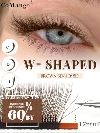 12Lines Brown 3D 4D 5D Premade Fans Eyelash Extension Mix8-15mm W Style 0.07mm Faux Mink Natural Soft Bloom Lash Automatic Flowering Volume Eyelashes Lash Clusters, Eyelash Clusters, Individual Eyelashes, Lashes, Fake Lashes