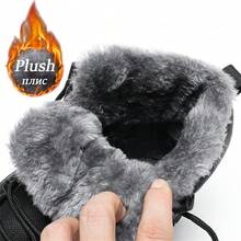 Cizme de iarnă pentru bărbați, cizme calde de pluș pentru bărbați, pantofi sport pentru drumeții în aer liber, rezistenți la uzură, pantofi casual pentru bărbați, cizme de zăpadă la gleznă, cizme de munte, mărimi mari 39-48 - Negru - Vizualizare 5