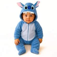 Walt Disney Mameluco para bebe con gorro bordado Disney Stitch - Azul - Ver 1
