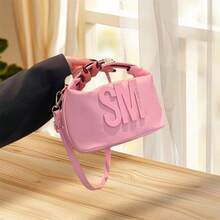 Square Crossbody Bag For Women  Letter Small Shoulder Purse Casual Handbag For Office Party Club - 粉色 - 查看 5
