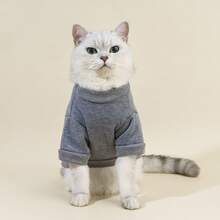 1pc Pet Crew Neck Sweatshirt, Pet Supplies Dog Cat Autumn/Winter Warm Clothing, Plush Soft Comfortable Apparel, Casual Homewear Animal Outfit, Cute Funny Cartoon Dog Cat Clothes - Grey - View 6