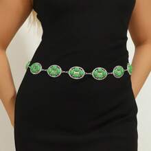 Vintage Punk Style Hollow Flower Waist Chain For Women, Fashion Retro Waist Decorative Chain, Sexy Zinc Alloy Rhinestone Waist Belt, Versatile Accessory For Dresses, Jeans, All Seasons