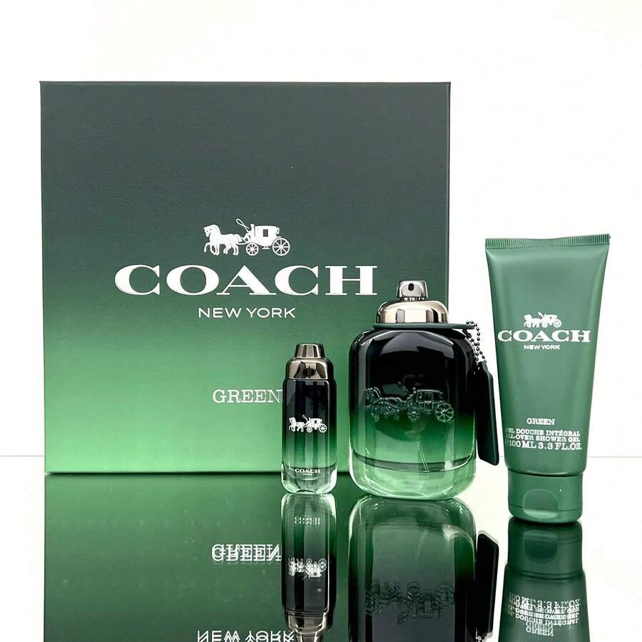 Coach Green Cologne Gift Set For Men EDT Spray 3.3 Oz, EDT Spray Mini 0 ...