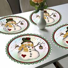 2pcs/4pcs/6pcs Silica Gel Snowman Pattern Placemats, Home Decor, Christmas, Christmas Gift, Christmas Decoration, Suitable For Dining Table, Coffee Bar, All Season Decoration, Washable Tablemats, Room Decor, Placemats, Coasters, Drain Mats, Kitchen Dining Table Mats, Indoor Outdoor Party Decor, Home Decor, Ideal Gift