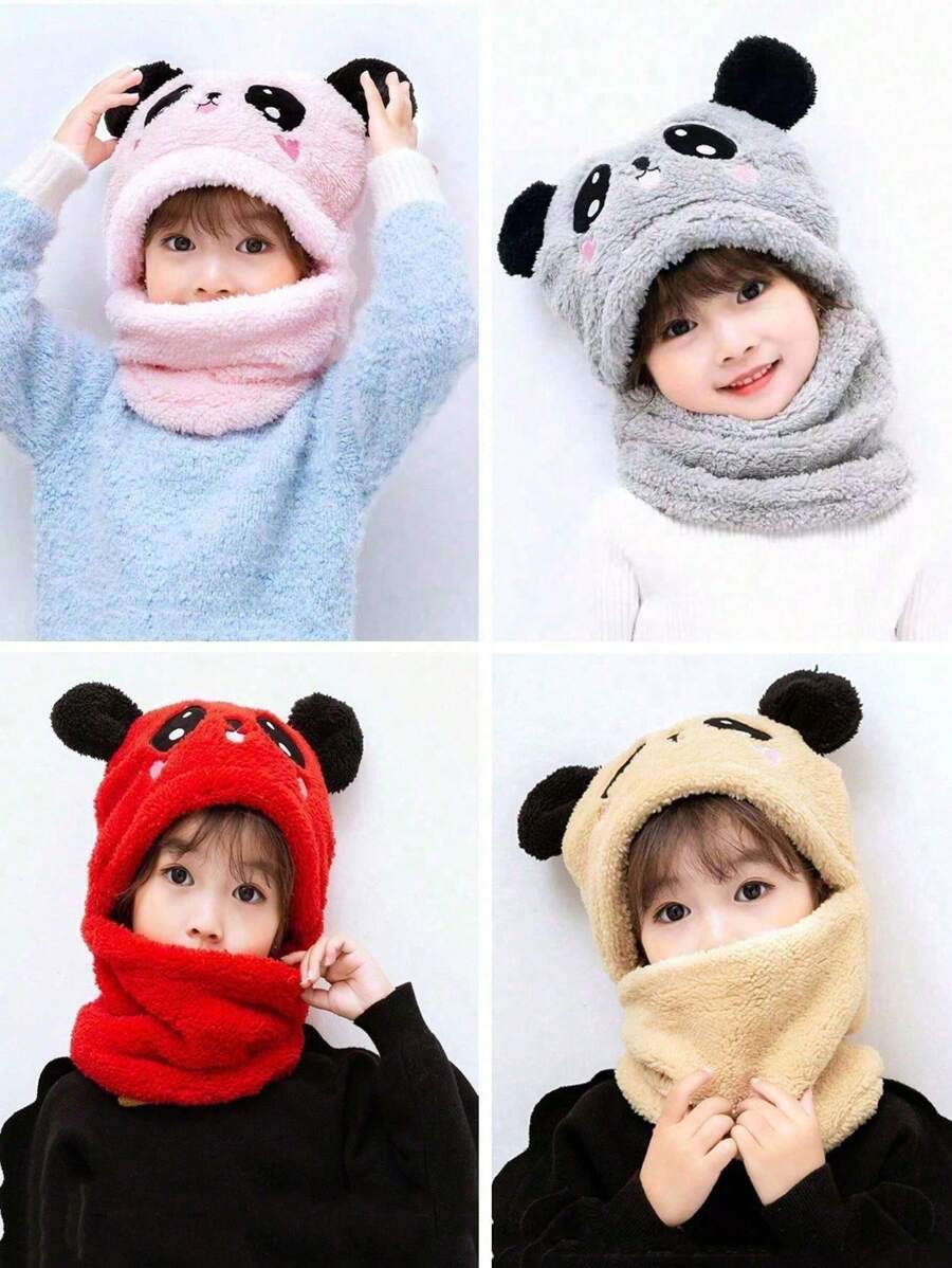 1pc Kids Earflap Hat, Autumn/Winter Warm Windproof Cute Ear Design Beanie Scarf Set For Boys & Girls - Multicolor - View 1