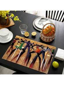 4/6pcs We Love Dances, Skull Halloween Place Mat Dining Table,Elegant Heat Protection, Classic Decor, And Spill-Resistant - Perfect For Coffee Tables, Dining Tables, And Kitchen Tables - Enhance Your Home Decor With A Unique Touch Halloween Party - Multicolor - View 5