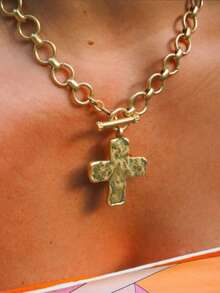 1 件银色荆棘心形吊坠项链，金属时尚朋克风格，适合男女，适合日常佩戴、派对、音乐节、音乐会 - 銀色 - 查看 4