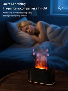 1pc Fragrance Diffuser, Essential Oil Diffuser, Aroma Diffuser With 7-Color Flame Simulation Night Light, Suitable For Office, Living Room, Bedroom, Yoga Studio, Car