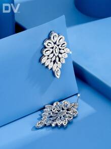 DV JEWELRY 1 对奢华方晶锆石镀铂金吊坠耳环，优雅的女士珠宝礼物，适合约会、婚礼、派对、周年纪念，附赠礼品盒