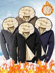 Winter New Outdoor Sports Cotton Jacket Men's Casual Hooded Top Hooded Thick Jacket,Fleece - Black - View 8