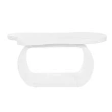 Modern Cloud Coffee Table With 1.5" Thick Tabletop, Cream Style Irregular End Table With Curved Legs, Unique Design Accent Table With Round Edge For Living Room, Apartment, White