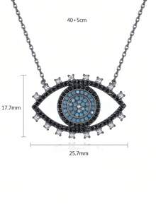 1 Peça de Colar de Olhos Azuis, um Colar Pingente de Zircônia Incrustado de Cobre. É um acessório elegante e criativo para vestidos formais, e também adequado para decorações de festas temáticas de Halloween. Pode ser dado como presente de Halloween para familiares e amigos, e também pode ser usado diariamente, sendo simples e elegante.
