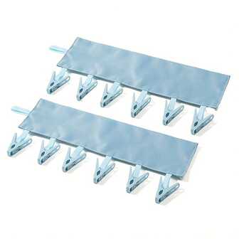 2 Pieces Solid Color Portable Travel Fabric Cloth Hangers - Multifunctional Folding Clothes Rack With Suction Cup, Space-Saving Design Suitable For Socks, Underwear, And Delicate Clothes - Durable Polished Fabric In Light Tones (Powder Blue And Gray) - Hotel And Travel Accessory, Clothes Hook For Easy Storage, Simple Appearance, Sturdy Construction, Laundry Essential