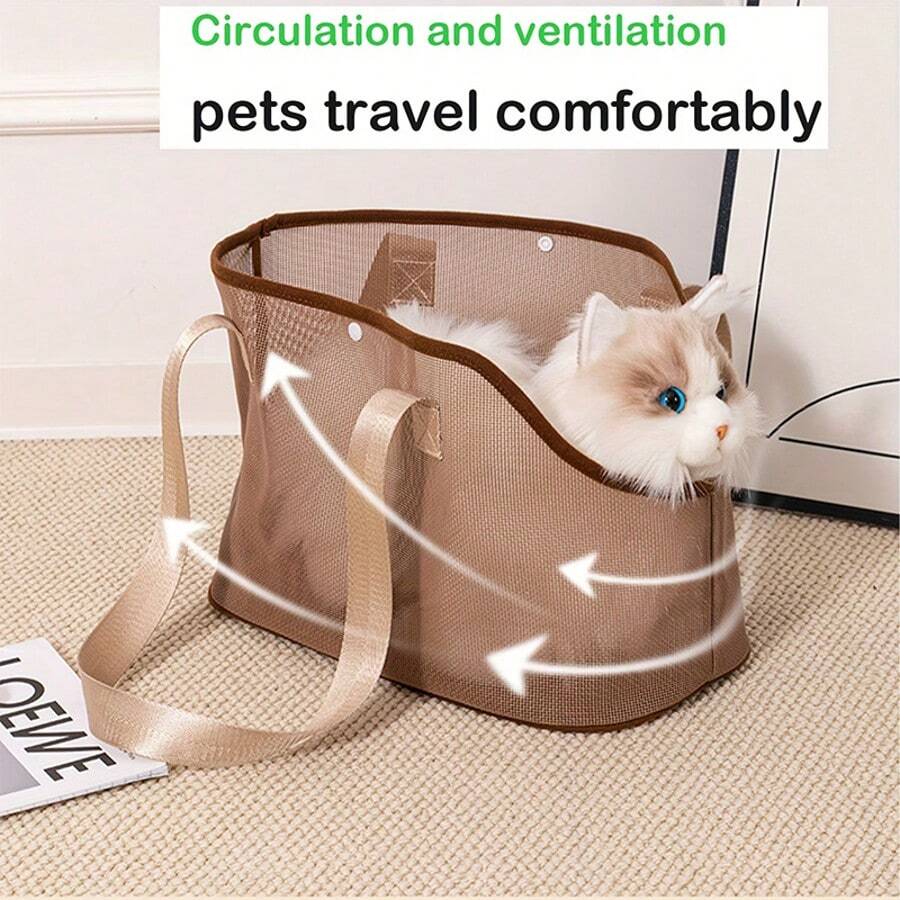 Transportín de malla transpirable para mascotas de verano | Uso manual, con correa de hombro, 3 formas de uso | Mochila de viaje plegable y portátil para gatos/perros | Gran capacidad con hebilla de