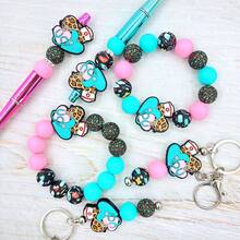 25pcs Silicone Beads, Pink 3D Nurse Cup Shaped Silicone Beads, Floral & Medical Element Print Round Beads, Suitable For Jewelry Making, Decoration, Earrings, Necklaces, Bags, Pens, Phone Chains, Makeup Brushes, Keychains And Other DIY Projects