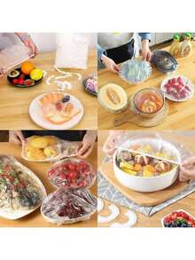 1/50/100/200 szt. Wielokrotnego użytku elastyczne osłony na miski na żywność, kolorowe, rozciągliwe osłony na żywność, odpowiednie do misek i talerzy o różnych rozmiarach, do kontaktu z żywnością, idealne do kuchni, na piknik, grilla, do akcesoriów kuchennych, jako osłona na żywność, do domu i salonu, jako pokrywa do kuchenki mikrofalowej, używane jako pokrywki do misek i do przykrywania resztek jedzenia, niezbędne w kuchni, aby zachować świeżość żywności.