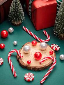 600/326pcs Christmas Vase Decorations Beads - Red & White Candy Cane & Imitation Pearls, Floating Beads For DIY Holiday Centerpieces, Tabletop & Coffee Shop Decor, Festive Plastic Beads For Christmas & New Year, Christmas Beads, Candy Cane Pattern, Impearl Beads, Seasonal Home Decor, Lightweight Decor, Event Planners, Best For Christmas