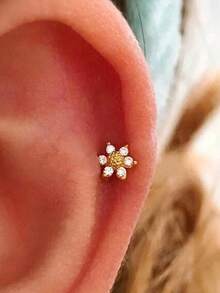 1 Đôi bông tai đính đá Cubic Zirconia thời trang, trang sức dành cho nữ, thích hợp làm quà cưới, đính hôn, kỷ niệm, dự tiệc, quà tặng ngày Valentine. - Vàng - Xem 7