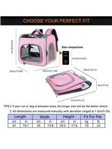 1pc Candy-Colored Pet Carrier Backpack For Cats And Dogs, Breathable And Convenient, Large Capacity Cat Carrier Cat Bag - Multicolor - View 4