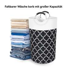 Wäschekörbe, Faltbar Wäschekorb, 62L Wäschesammler, Wäschesack,Wäschesortierer, wasserdicht, mit Griffe, Wäschetonne Stoff, 35x65cm, schwarz